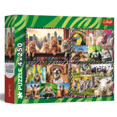 Puzzles 4x250 Funny animals...