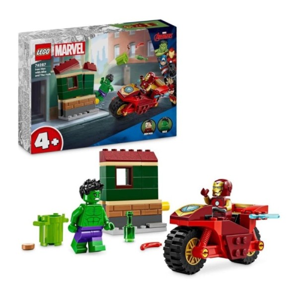 Jouet super-héros LEGO 76287 Marvel Iron Man et Hulk avec moto