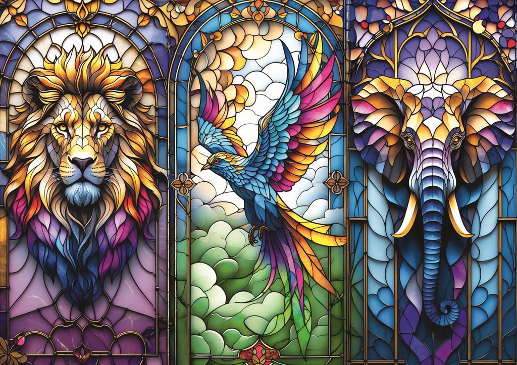 [1650568764] Puzzle 1000 Stained Glass Animal 10957