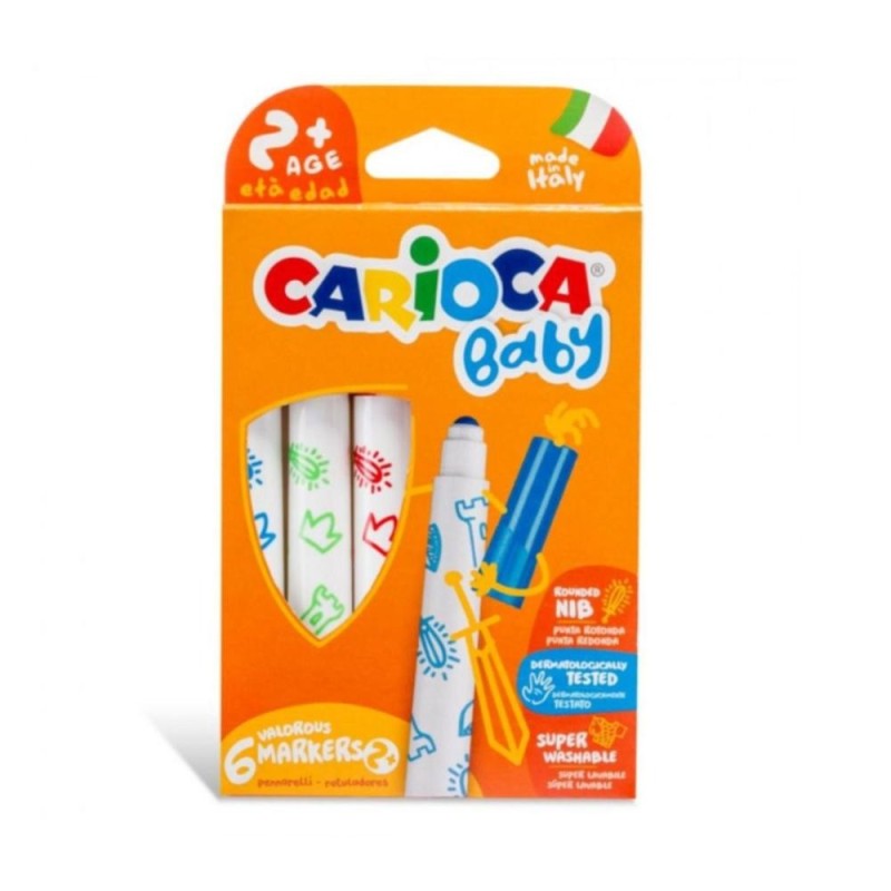 [1650554501] Feutres bébé 6 couleurs lavables CARIOCA 42815