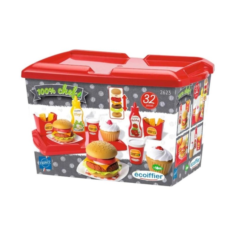 [1650561237] Ecoiffier 2623 - Set Plateau Hamburger pour enfants