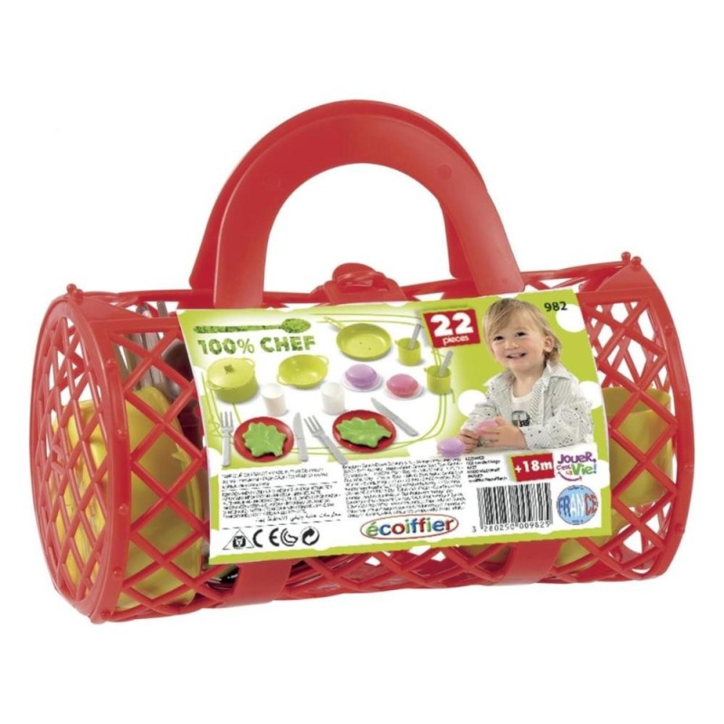 [1650563730] Jouets Ecoiffier 982 Panier dinette avec 22 accessoires 100% Chef