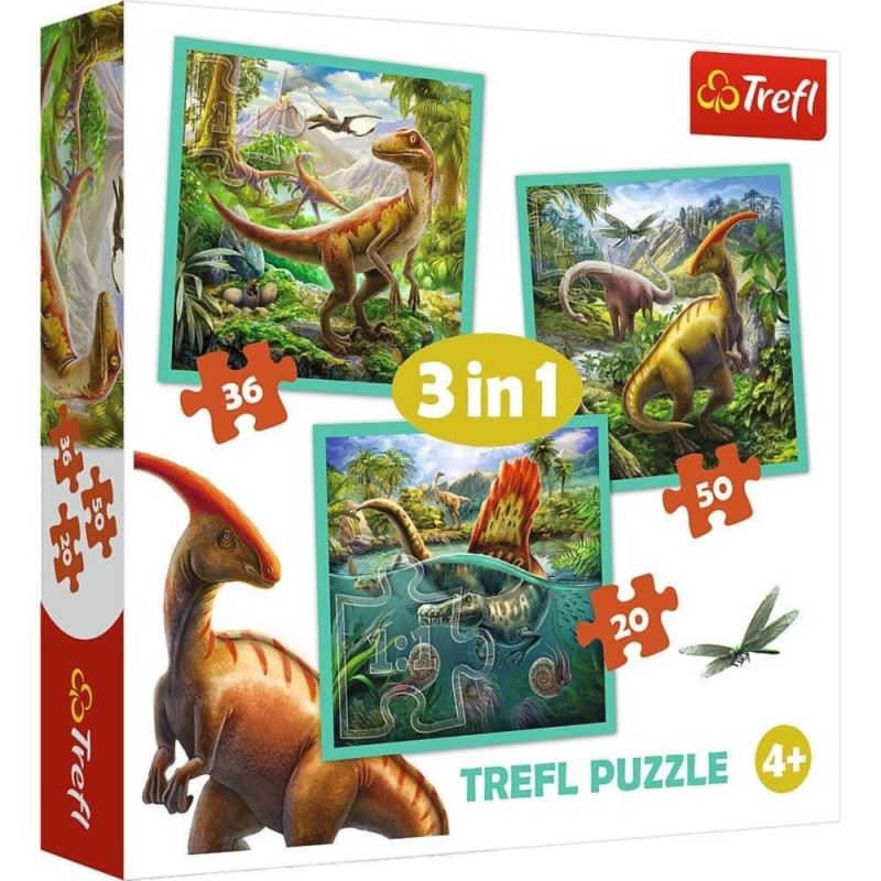 puzzle 3en1 dinosaures 34837